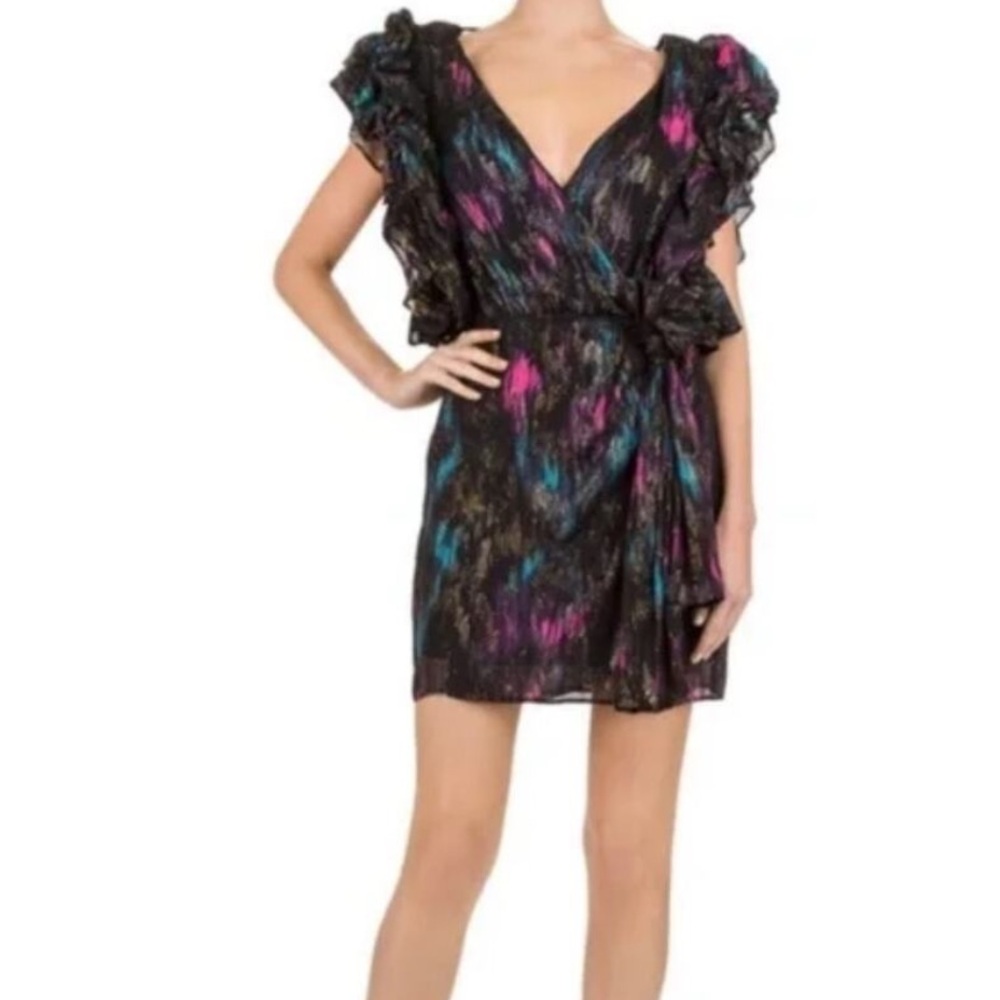The Kooples Black and Pink Ruffle Dress